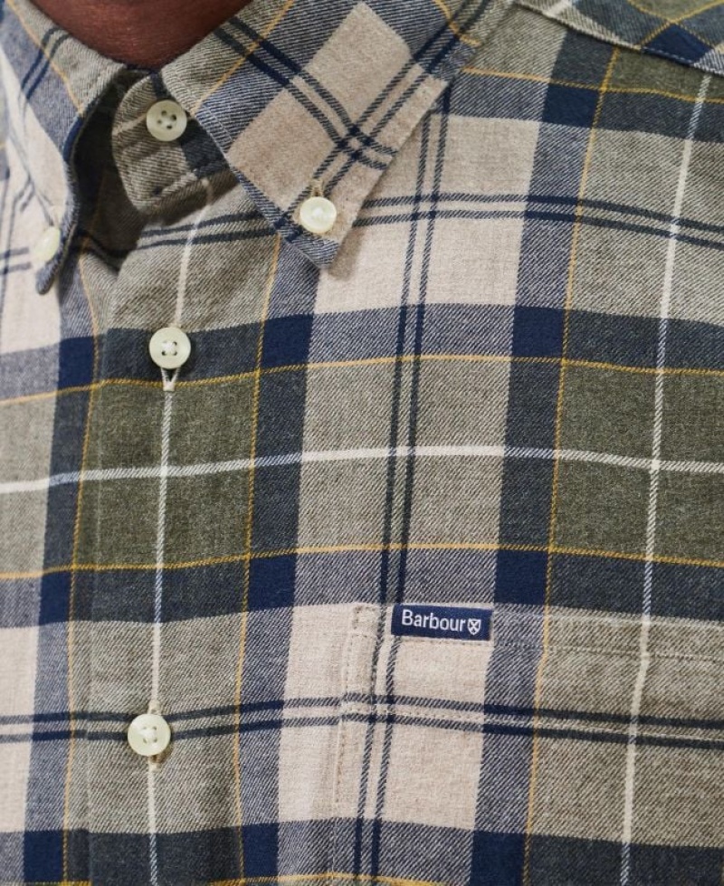 Olive / Beige / Navy Men Barbour Fortrose Tailored Shirts | US-3597OCLRH