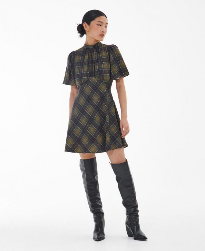 Olive / Black Women Barbour Orton Mini Dress | US-3145VRYAF