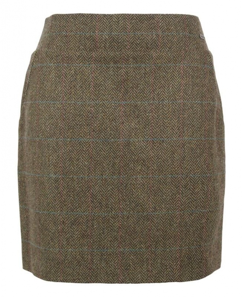 Olive / Dark Brown Women Barbour Birch Skirt | US-2817SQFCX