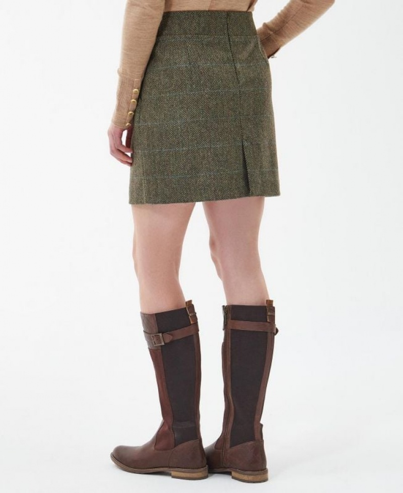 Olive / Dark Brown Women Barbour Birch Skirt | US-2817SQFCX