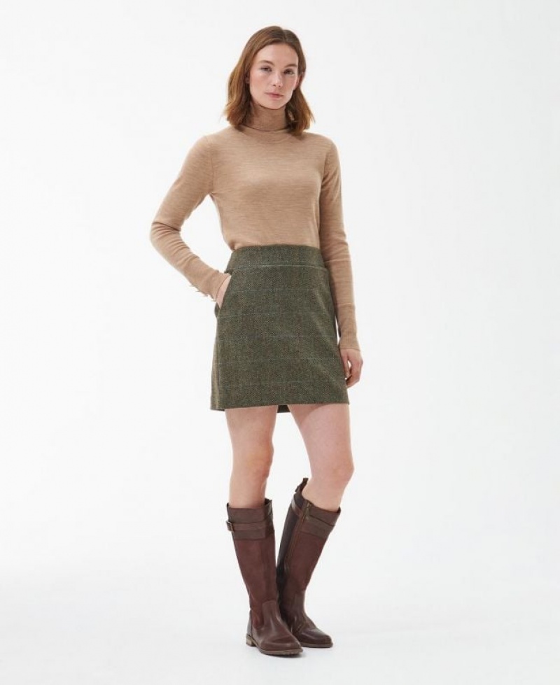 Olive / Dark Brown Women Barbour Birch Skirt | US-2817SQFCX