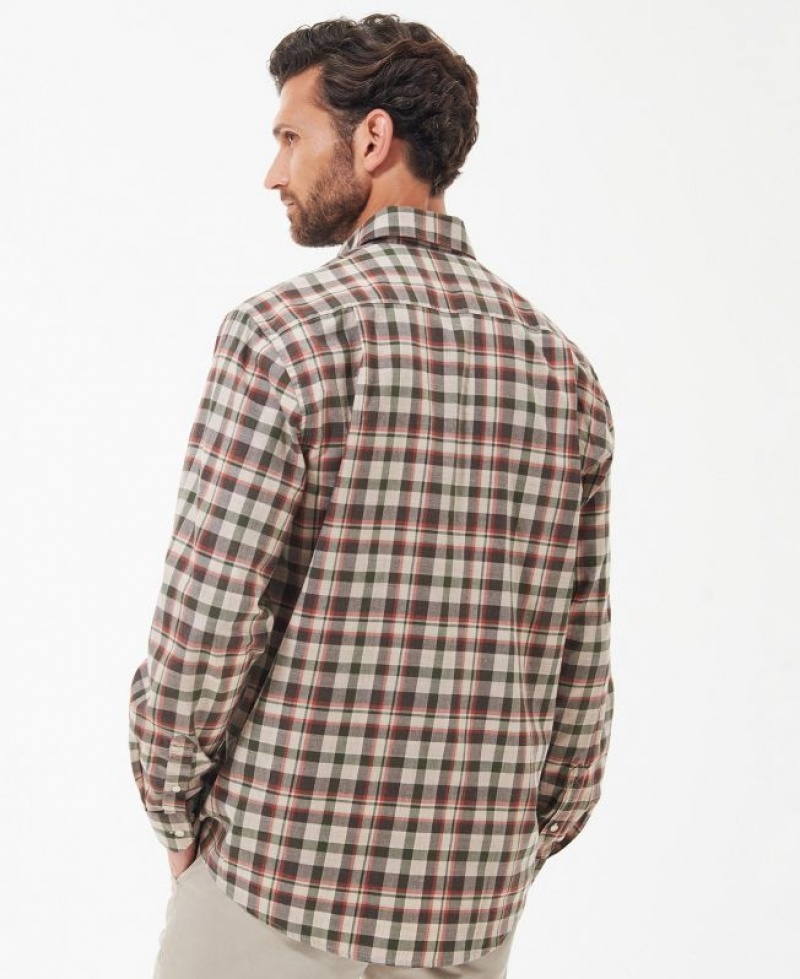 Olive / Grey Men Barbour Winston Regular Shirts | US-7480OEJVR