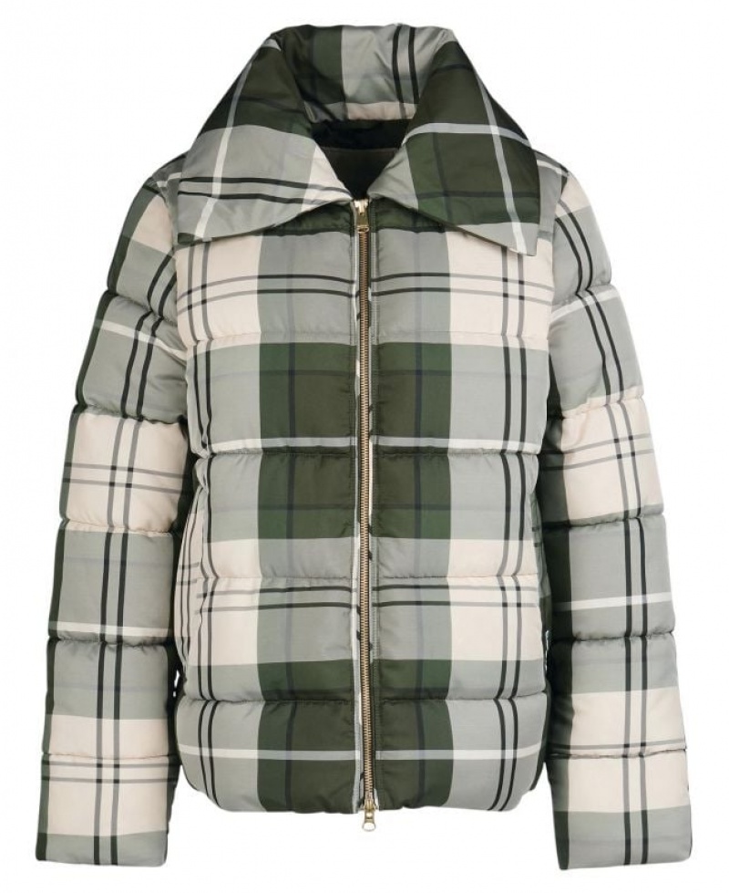 Olive / Grey Women Barbour Germain Quilted Jacket | US-2870THRWI