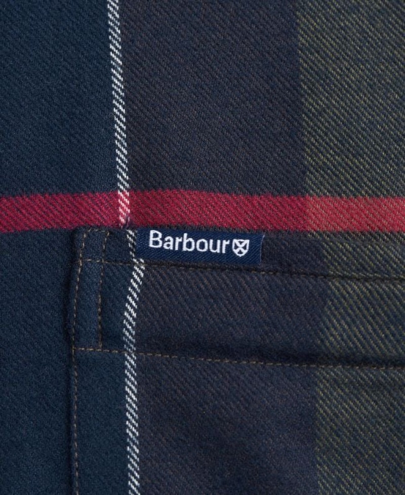 Olive / Navy Men Barbour Edderton Tailored Shirts | US-0547QWUDT