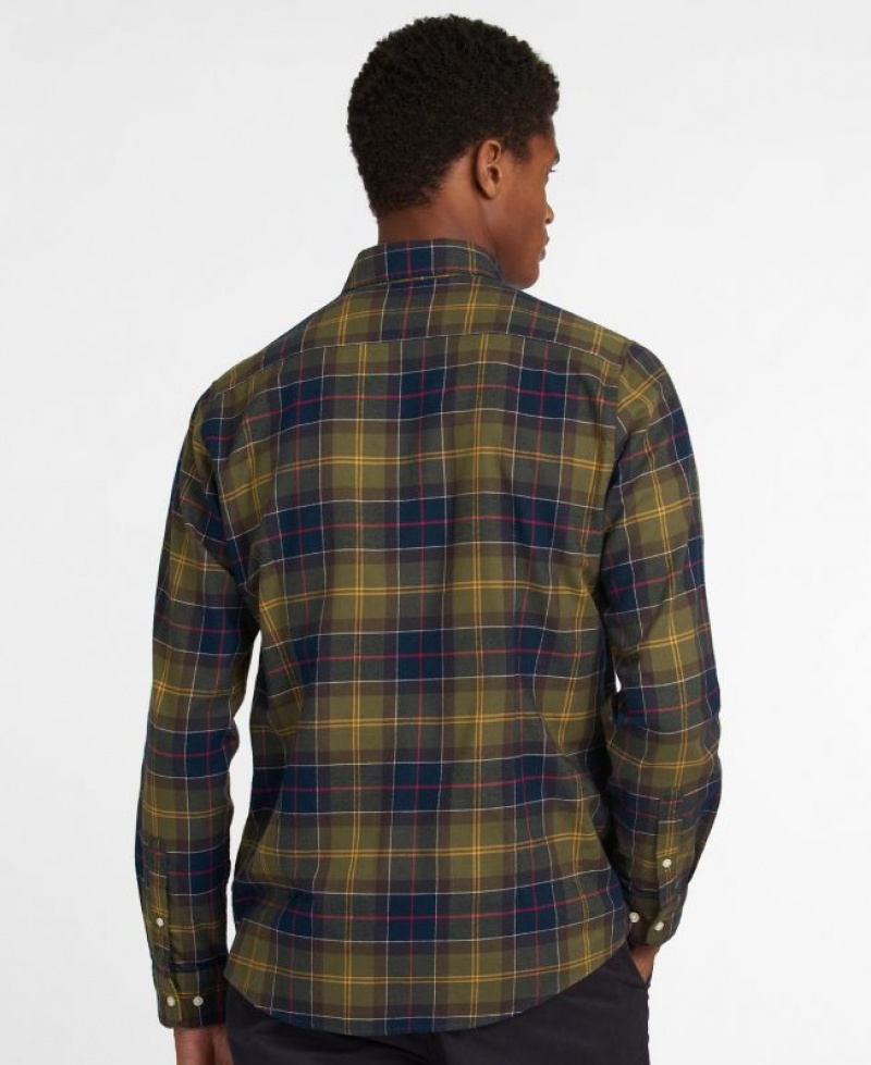 Olive / Navy Men Barbour Fortrose Tailored Shirts | US-1473NOBQI