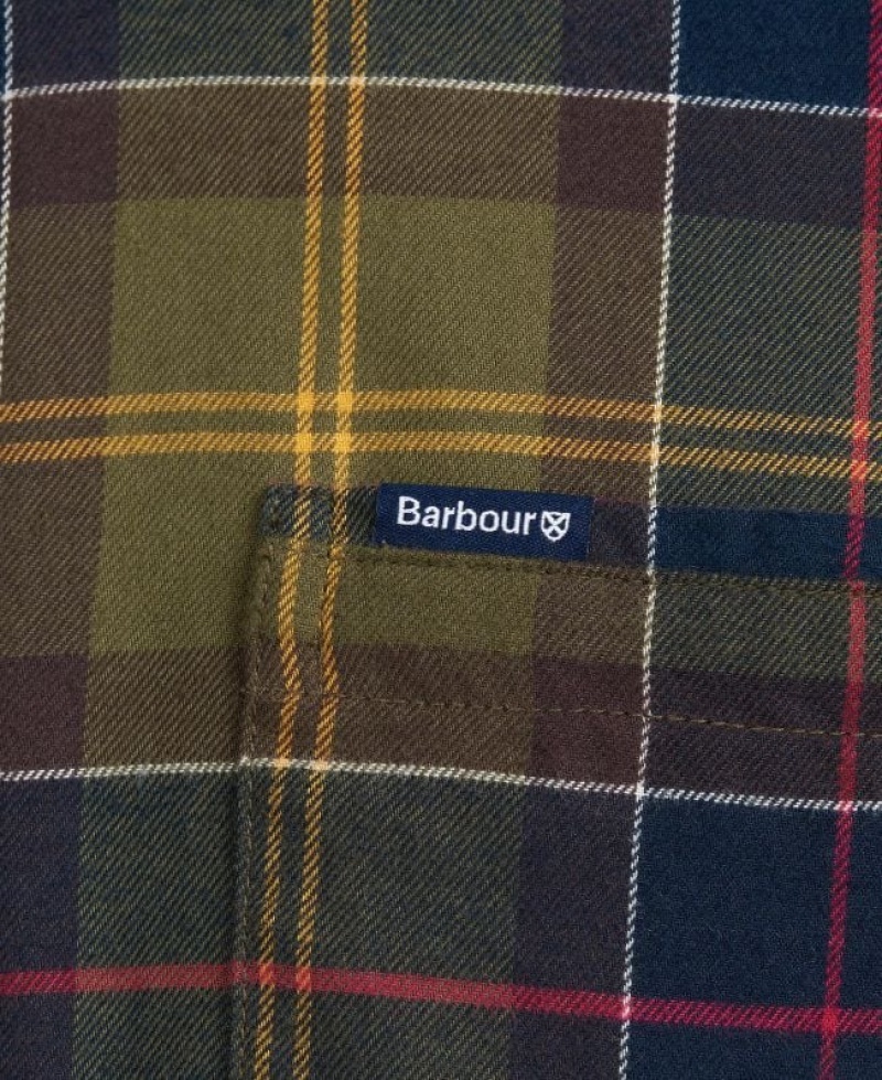 Olive / Navy Men Barbour Fortrose Tailored Shirts | US-1473NOBQI