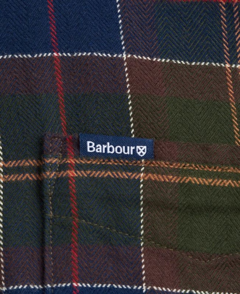 Olive / Navy Men Barbour Kyeloch Tailored Shirts | US-3286KTIEW