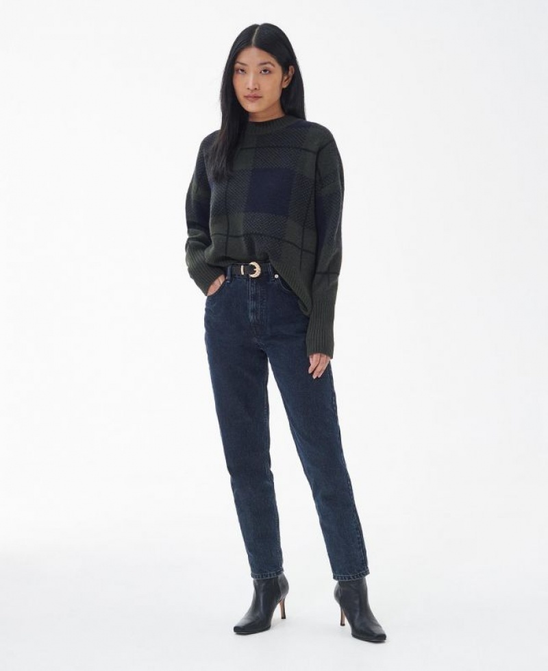 Olive / Navy Women Barbour Gloria Knitted Sweater | US-8160XMSAU