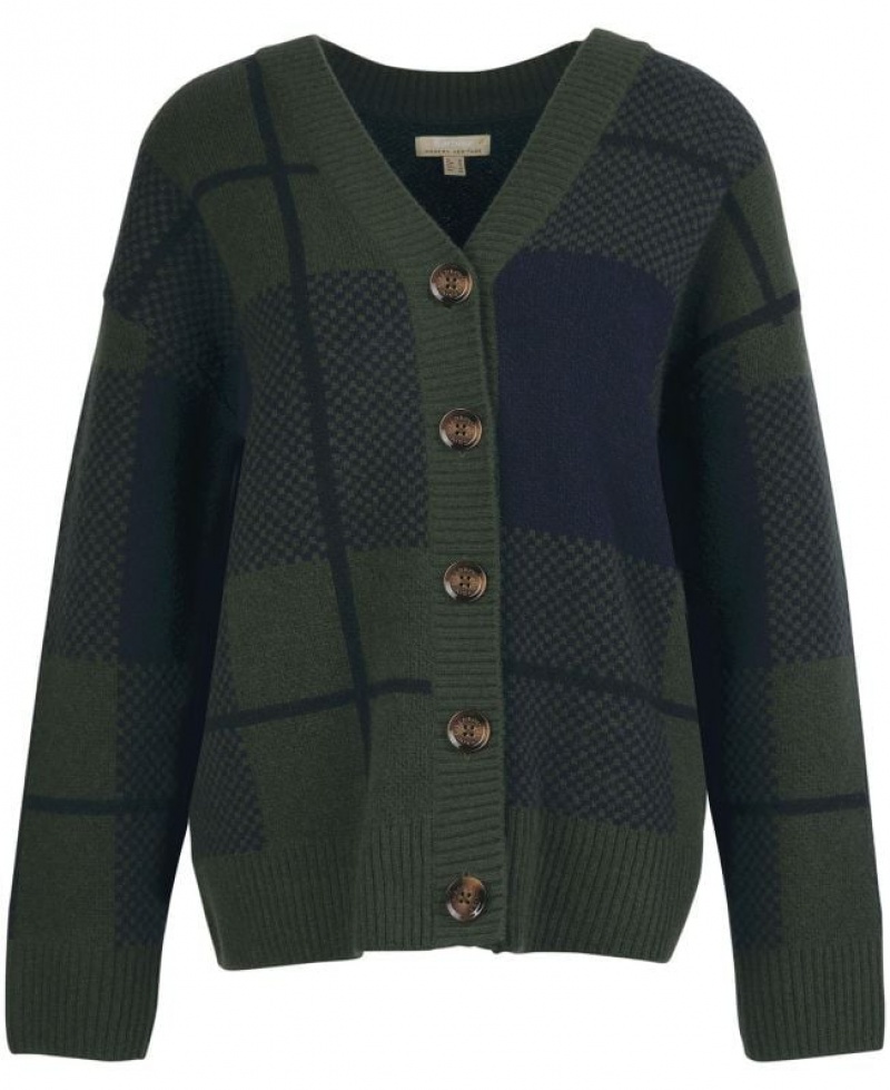 Olive / Navy Women Barbour Marie Cardigan | US-7082ABCQH