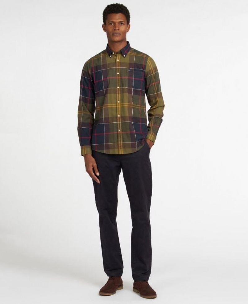 Olive / Navy / Burgundy Men Barbour Glendale Tailored Shirts | US-2016ZACKE