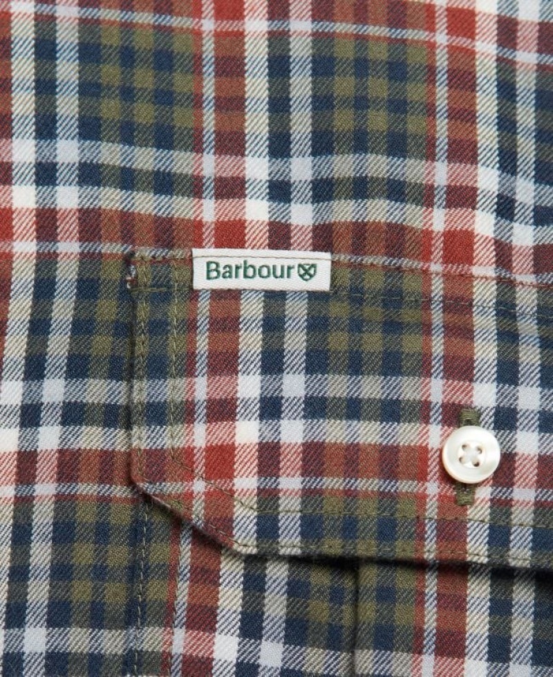 Olive / Navy / Dark Red Men Barbour Eastwood Thermo Weave Shirts | US-4013OIAYW