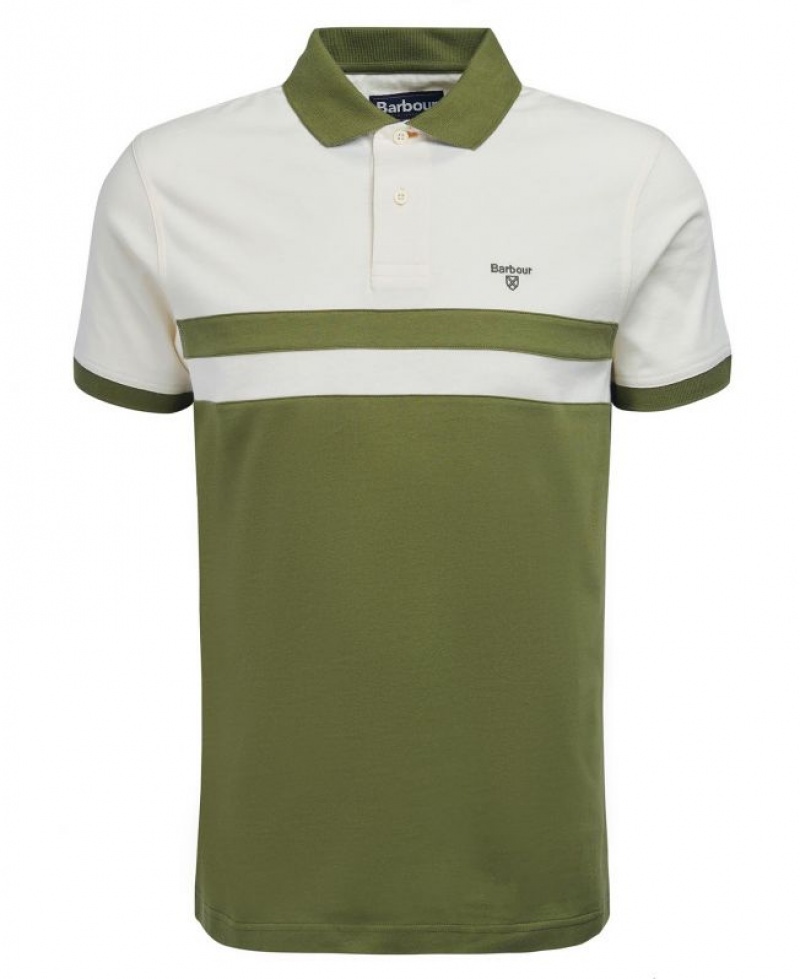 Olive / White Men Barbour Bonnington Polo Shirt | US-5927SYAXJ