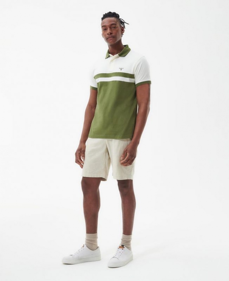 Olive / White Men Barbour Bonnington Polo Shirt | US-5927SYAXJ