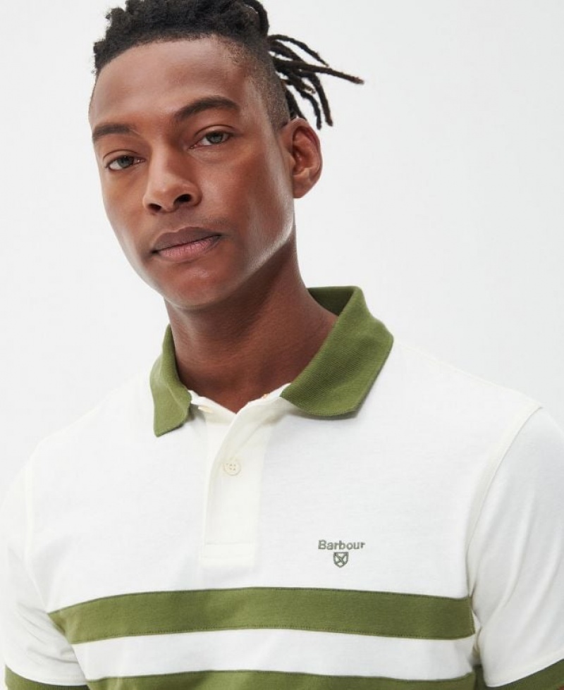 Olive / White Men Barbour Bonnington Polo Shirt | US-5927SYAXJ