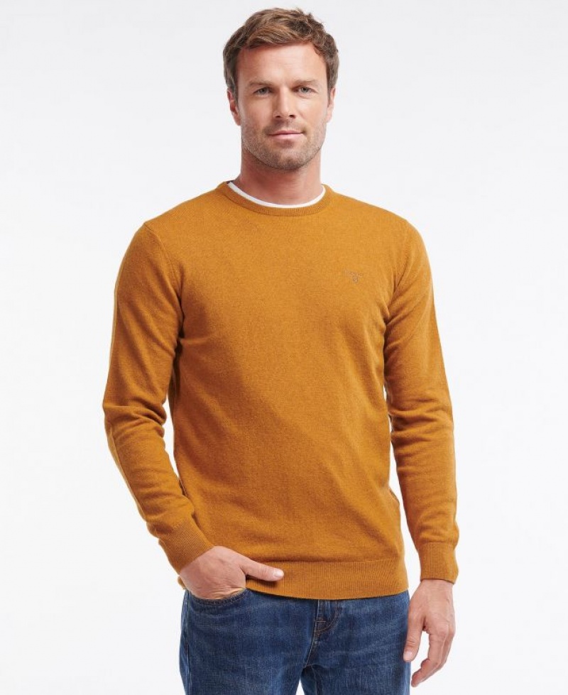 Orange Men Barbour Essential Lambswool Crew Neck Sweatshirt | US-2179FOLSB