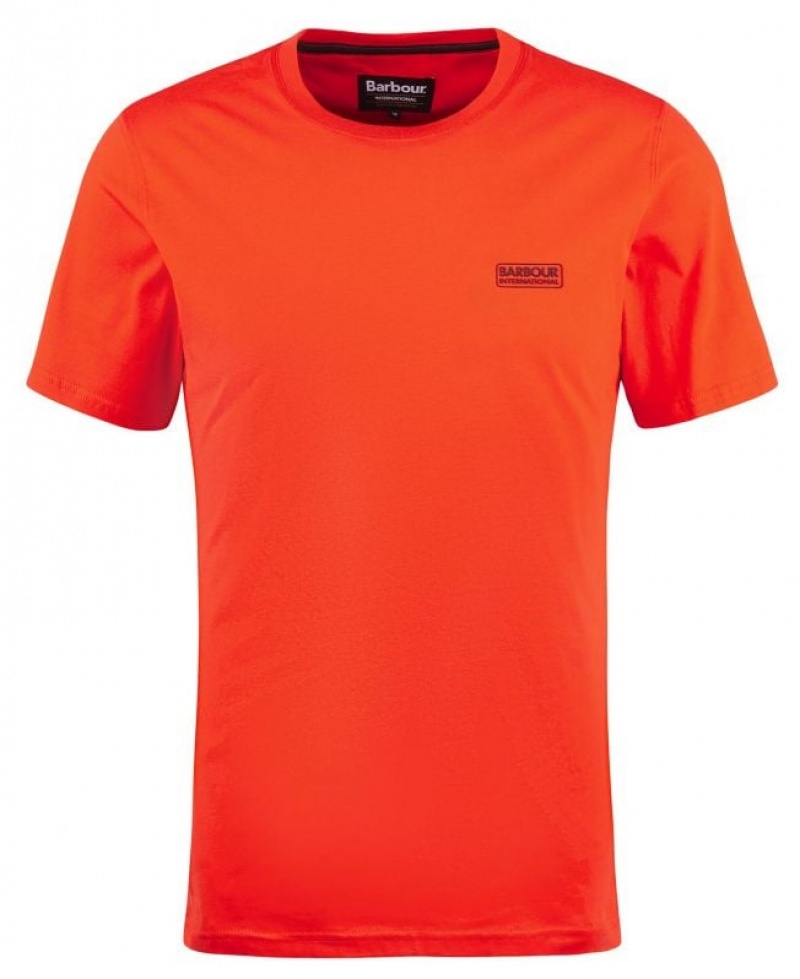 Orange Men Barbour International Small Logo T-Shirts | US-8297AFEMC