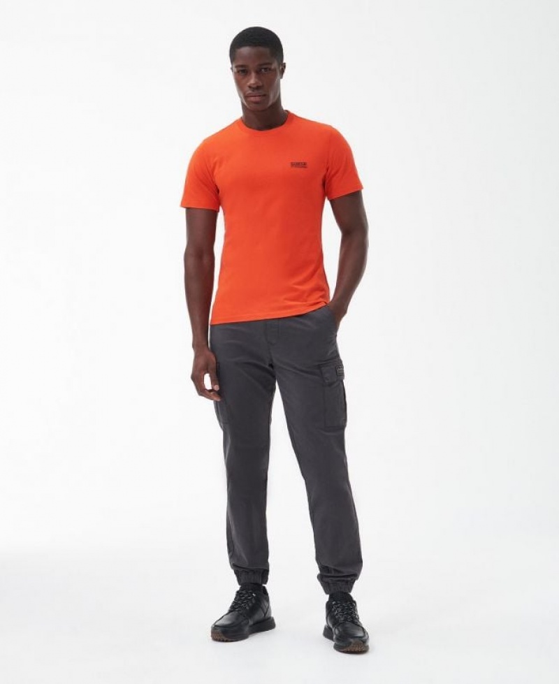 Orange Men Barbour International Small Logo T-Shirts | US-8297AFEMC