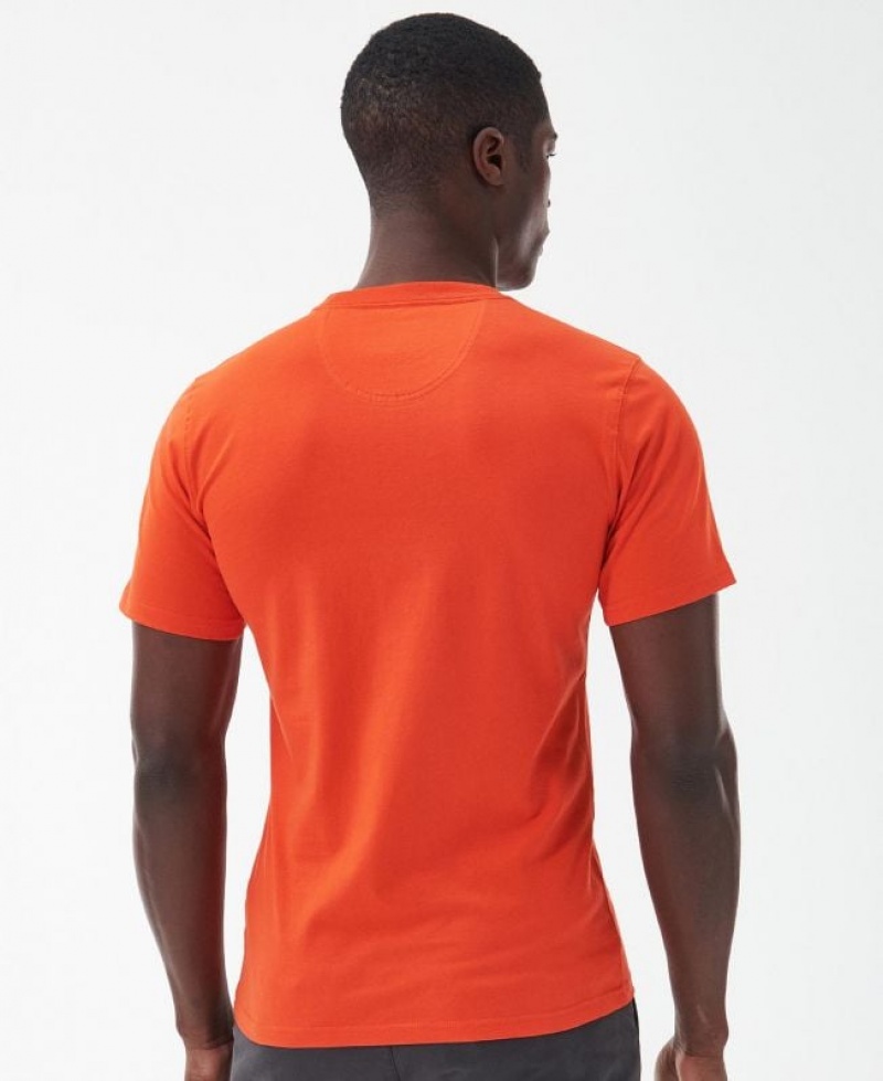 Orange Men Barbour International Small Logo T-Shirts | US-8297AFEMC