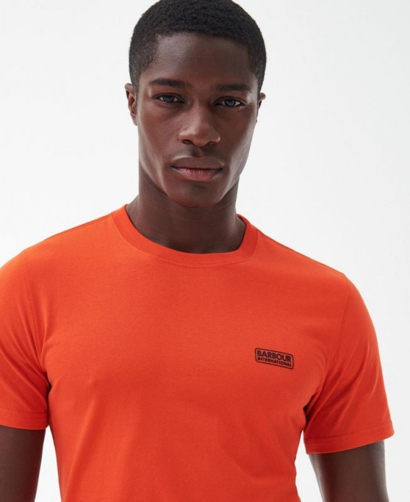 Orange Men Barbour International Small Logo T-Shirts | US-8297AFEMC