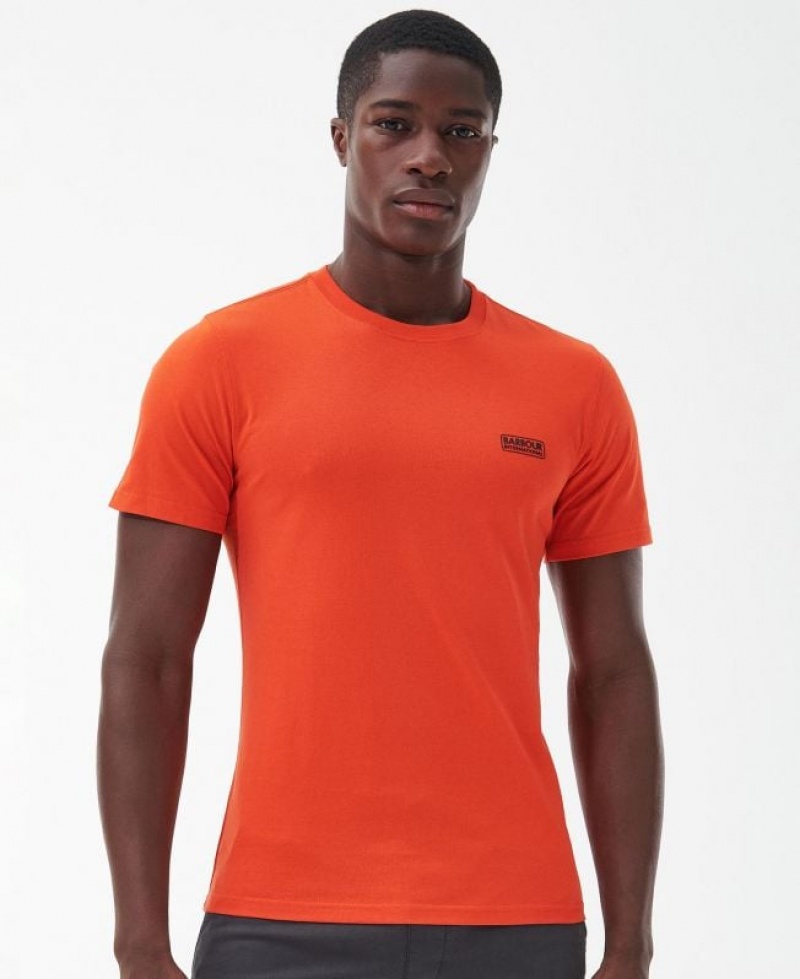 Orange Men Barbour International Small Logo T-Shirts | US-8297AFEMC