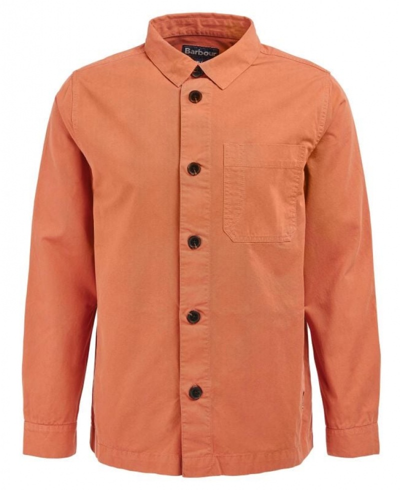 Orange Men Barbour Longshore Overshirt | US-4035QJHOD