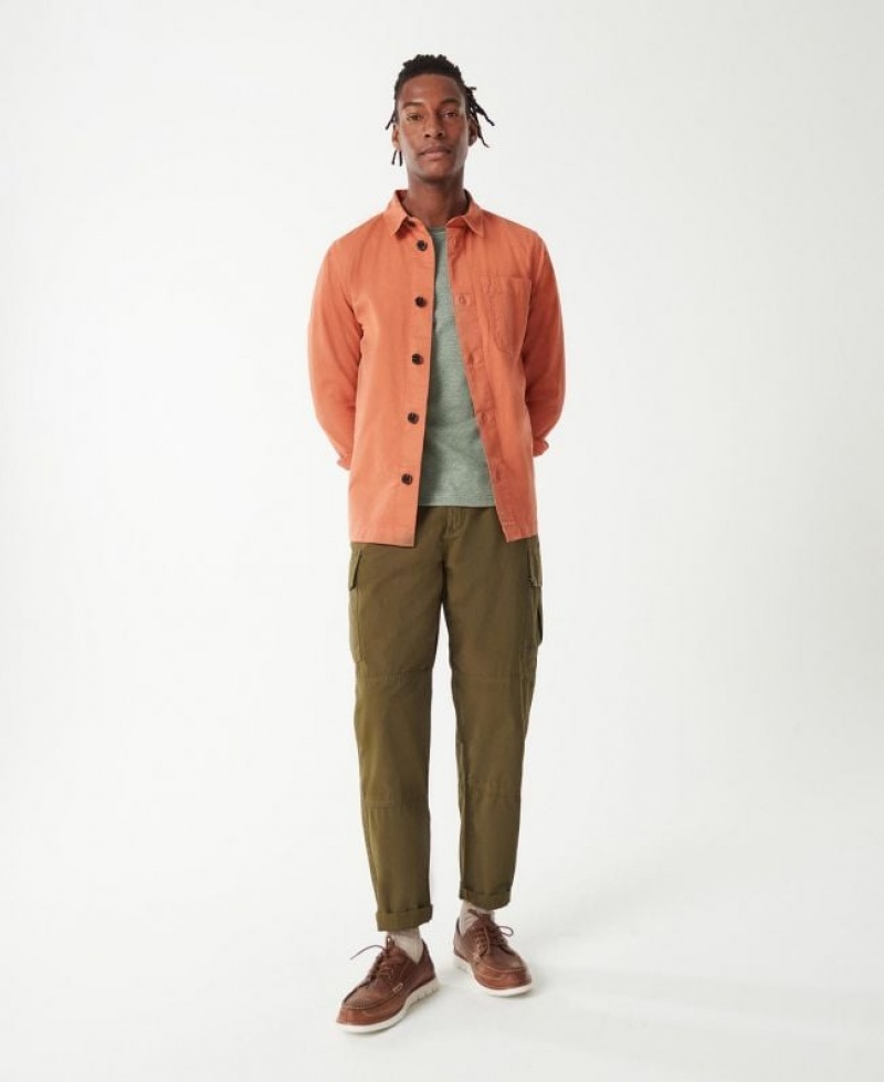 Orange Men Barbour Longshore Overshirt | US-4035QJHOD