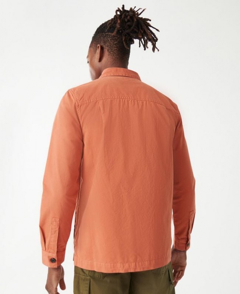 Orange Men Barbour Longshore Overshirt | US-4035QJHOD