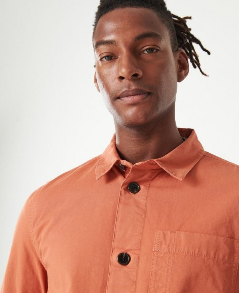 Orange Men Barbour Longshore Overshirt | US-4035QJHOD