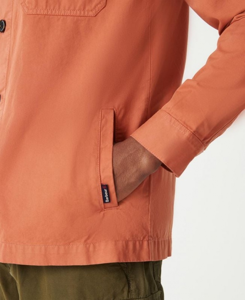 Orange Men Barbour Longshore Overshirt | US-4035QJHOD