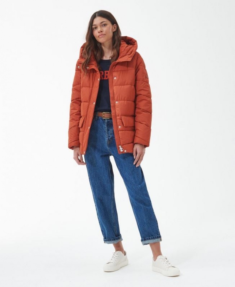 Orange Women Barbour Bracken Quilted Jacket | US-4670VISWH