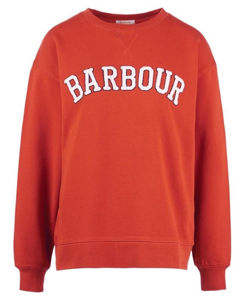 Orange Women Barbour Northumberland Patch Sweatshirt | US-1680DUJQR