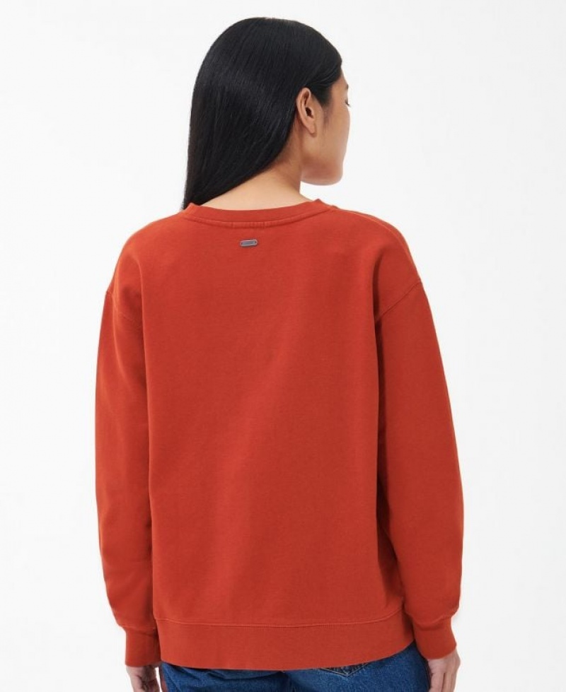 Orange Women Barbour Northumberland Patch Sweatshirt | US-1680DUJQR