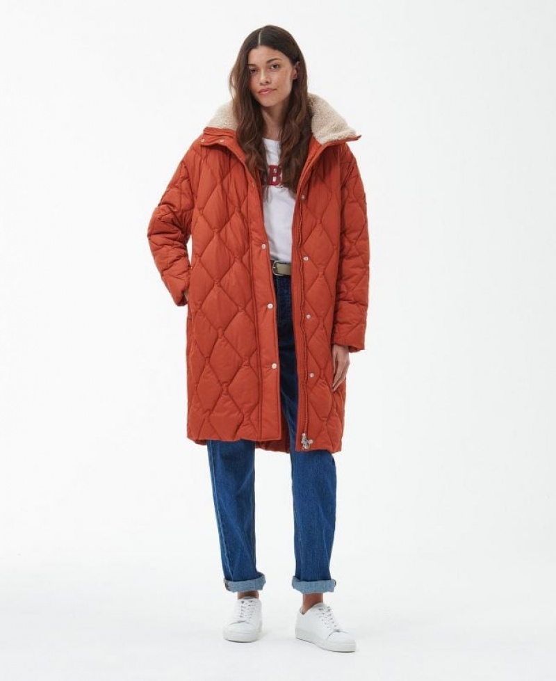 Orange Women Barbour Samphire Quilted Jacket | US-6217SNKPX