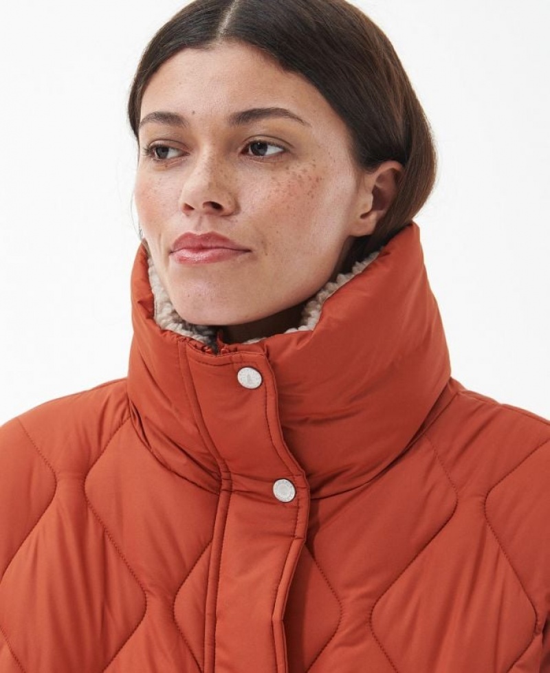 Orange Women Barbour Samphire Quilted Jacket | US-6217SNKPX