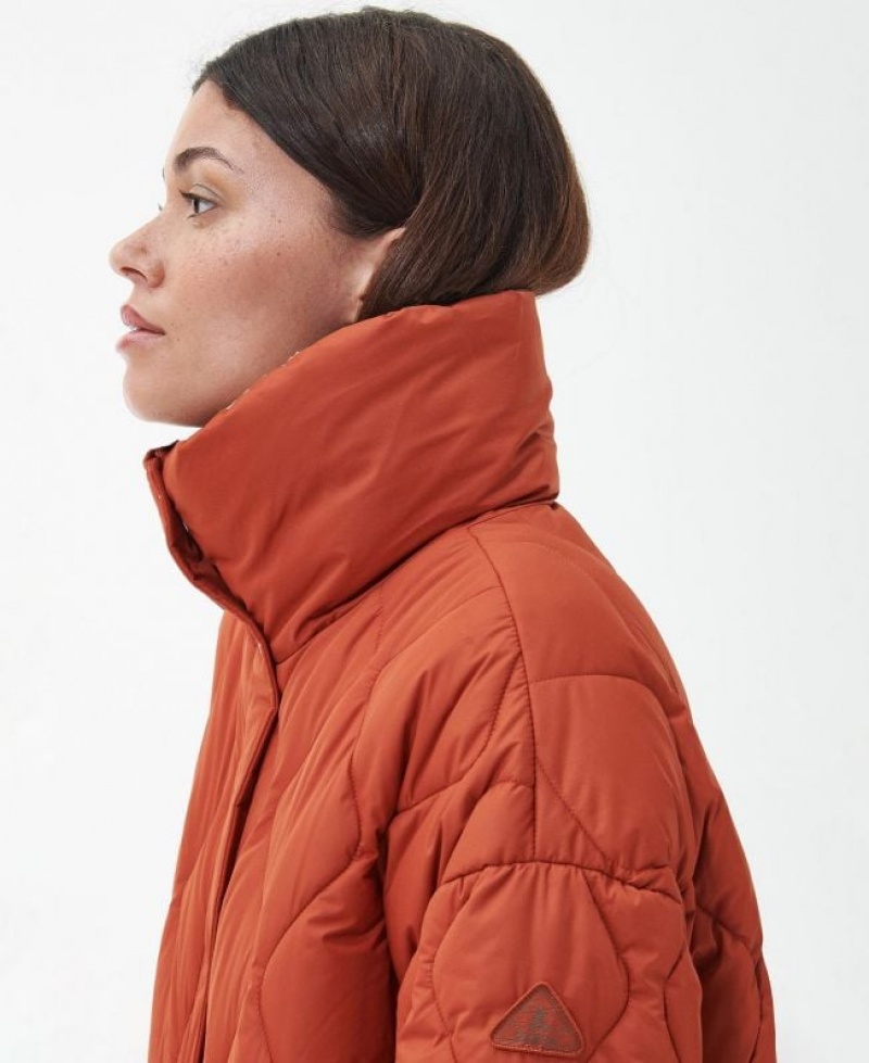 Orange Women Barbour Samphire Quilted Jacket | US-6217SNKPX