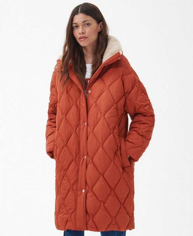 Orange Women Barbour Samphire Quilted Jacket | US-6217SNKPX