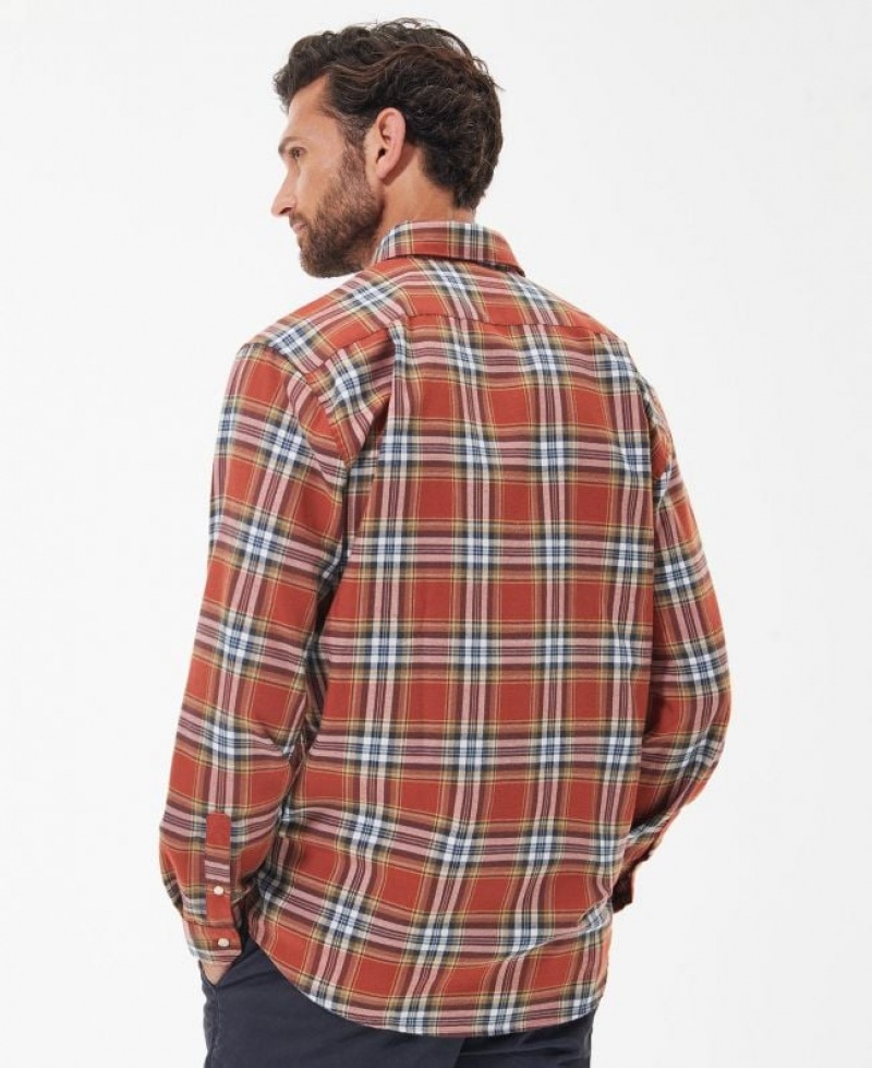 Orange / Navy Men Barbour Singsby Thermo Weave Shirts | US-8342GEPUN