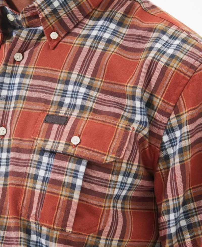 Orange / Navy Men Barbour Singsby Thermo Weave Shirts | US-8342GEPUN