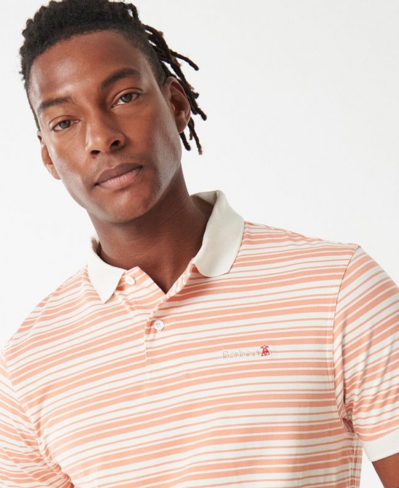 Orange / White Men Barbour Deanbank Polo Shirt | US-2583QRJME