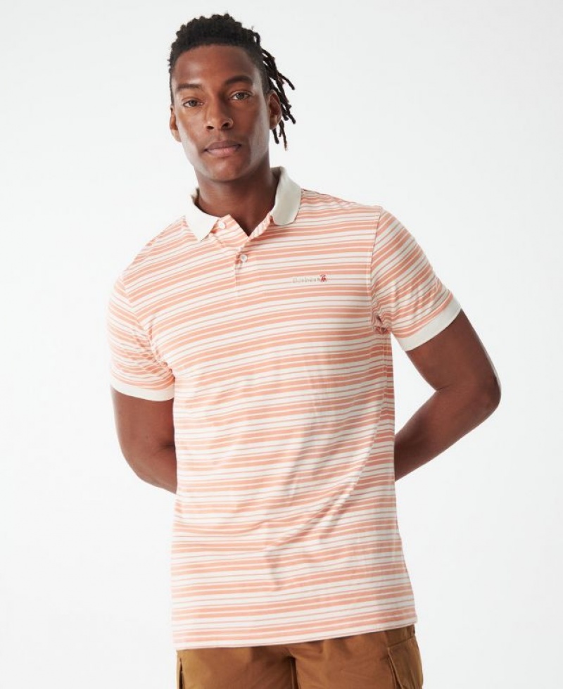 Orange / White Men Barbour Deanbank Polo Shirt | US-2583QRJME