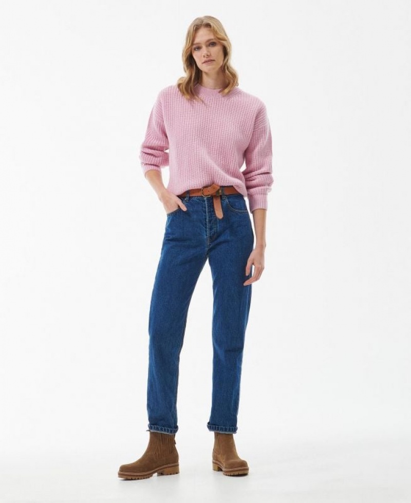 Pink Women Barbour Horizon Knitted Sweater | US-8790MEBJZ