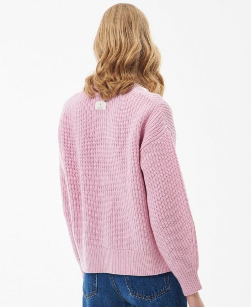 Pink Women Barbour Horizon Knitted Sweater | US-8790MEBJZ