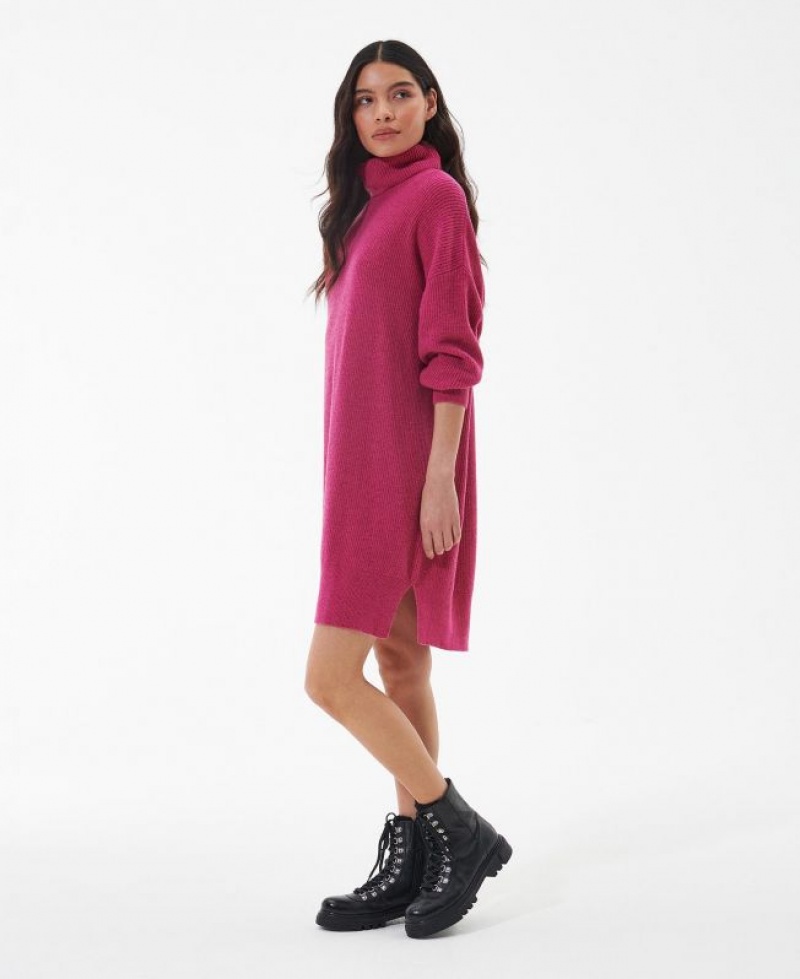 Pink Women Barbour International Holmes Knitted Dress | US-1836ZMBYV