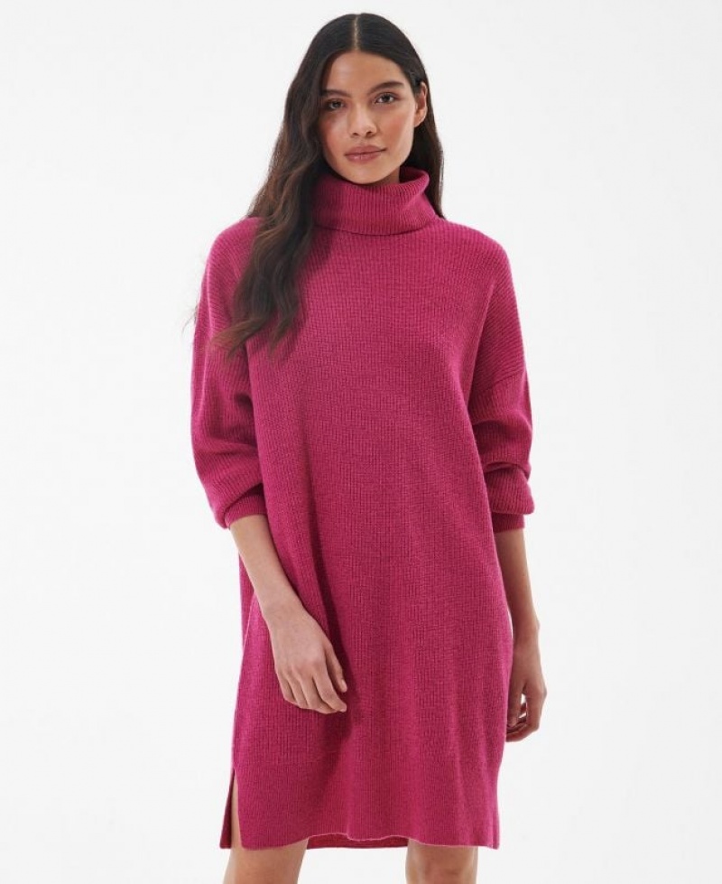 Pink Women Barbour International Holmes Knitted Dress | US-1836ZMBYV