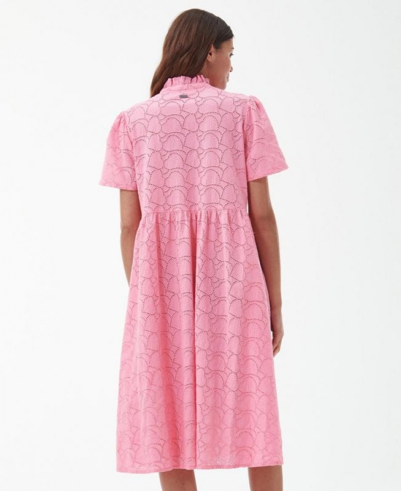 Pink Women Barbour Palmetto Midi Dress | US-0871GYXCI