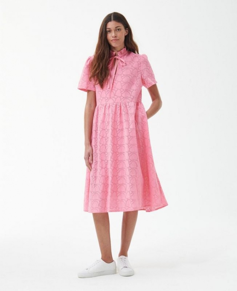 Pink Women Barbour Palmetto Midi Dress | US-0871GYXCI