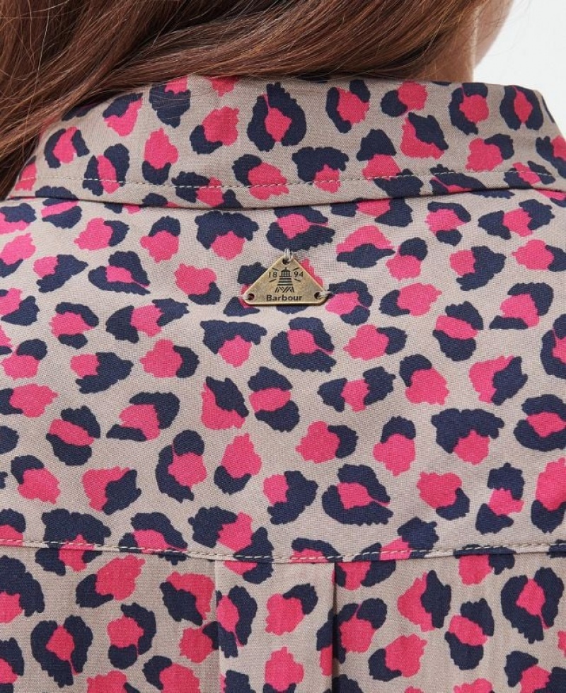 Pink / Navy Women Barbour Kingsley Shirts | US-4359PNAOJ