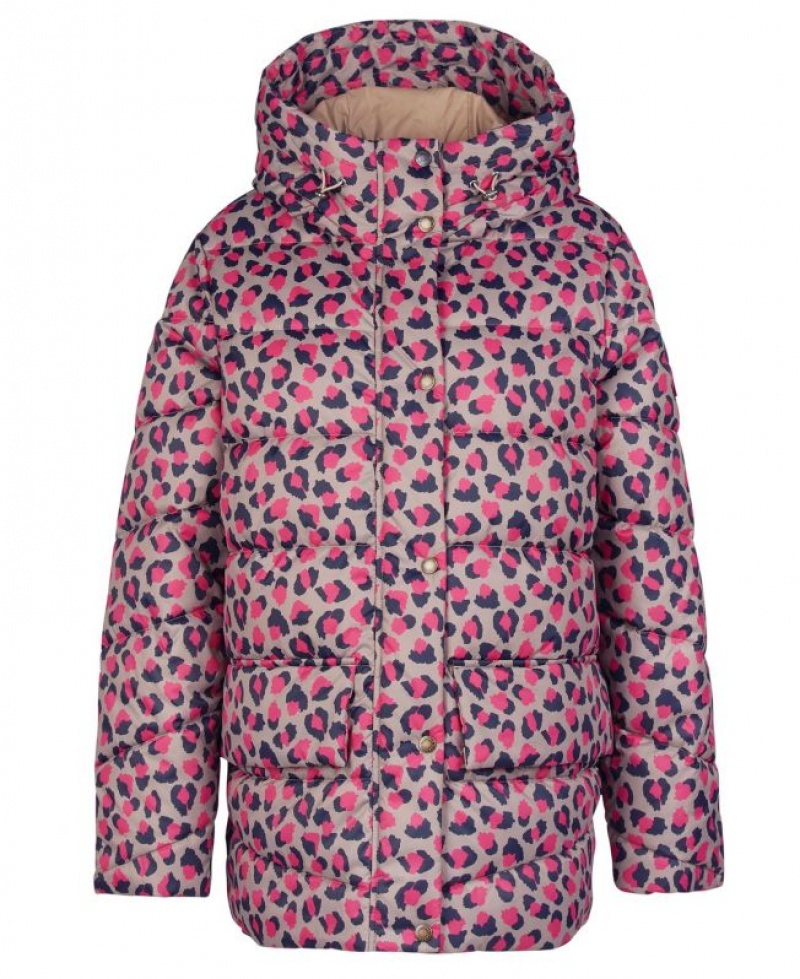 Pink / Navy Women Barbour Printed Bracken Quilted Jacket | US-7031WZJFS