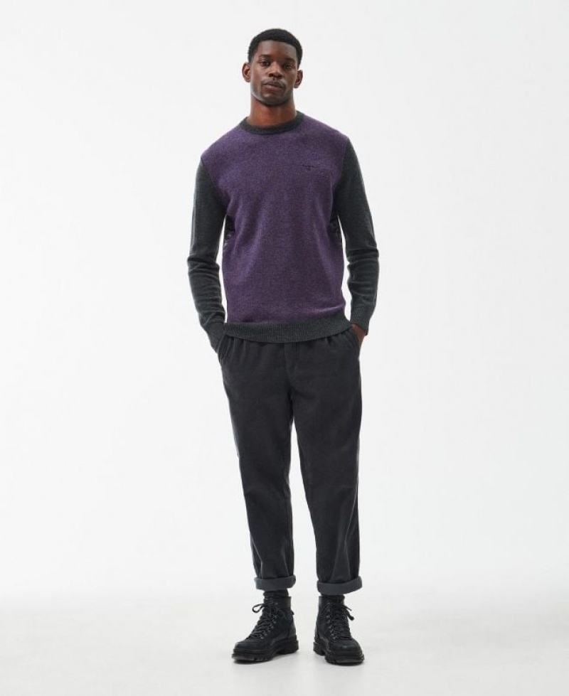 Purple Men Barbour Crowdale Knitted Sweater | US-9837SUKYG