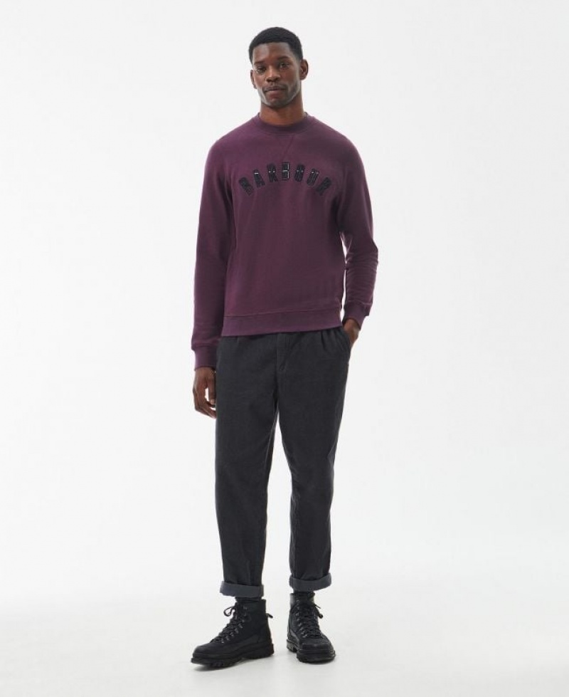 Purple Men Barbour Debson Crew Neck Sweatshirt | US-9062MPAOX